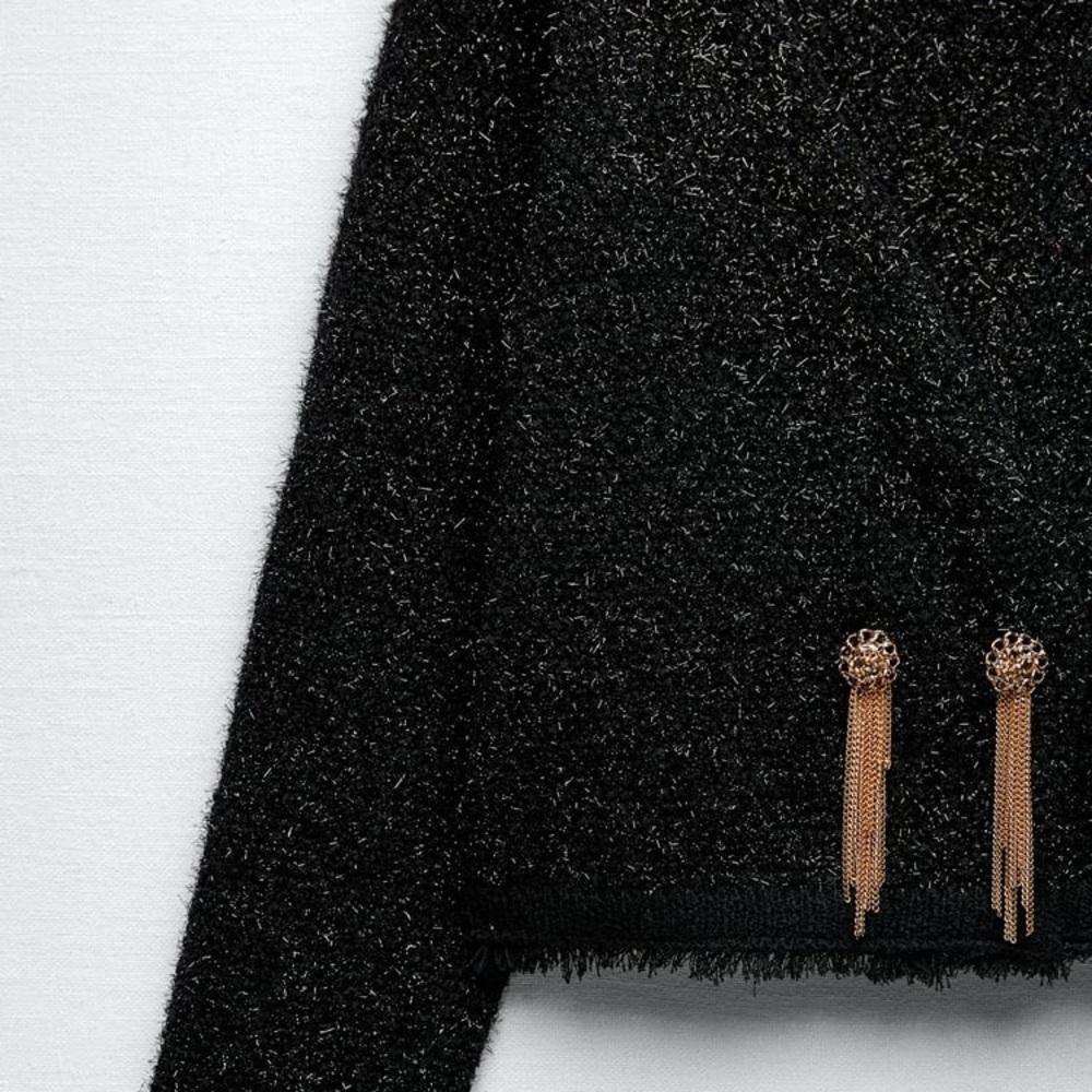 METALLIC THREAD SPARKLE KNIT CARDIGAN JACKET - Picture 7 of 12